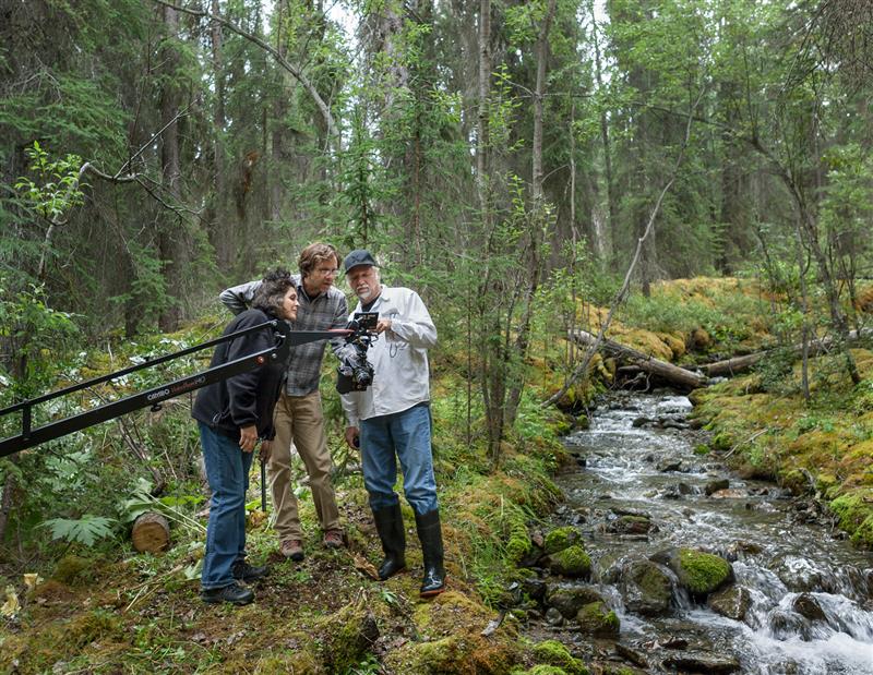 Jennifer Baichwal, Nicholas de Pencier and Edward Burtynsky working in Northern British Columbia, Canada, 2012. Photo courtesy of Anthropocene Films Inc. © 2018