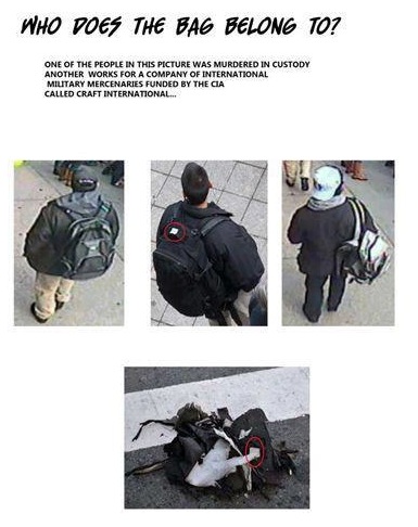 Two memes ironically comparing the FBI's suspects for the bombing with the men dressed in black. Two memes ironically comparing the FBI's suspects for the bombing with the men dressed in black.