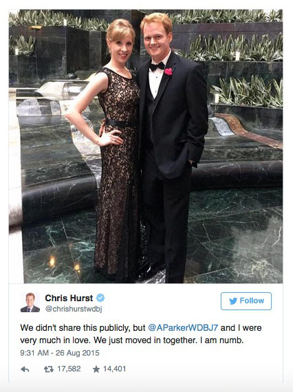 Alison Parker and her boyfriend Chris Hurst. Image courtesy Twitter.