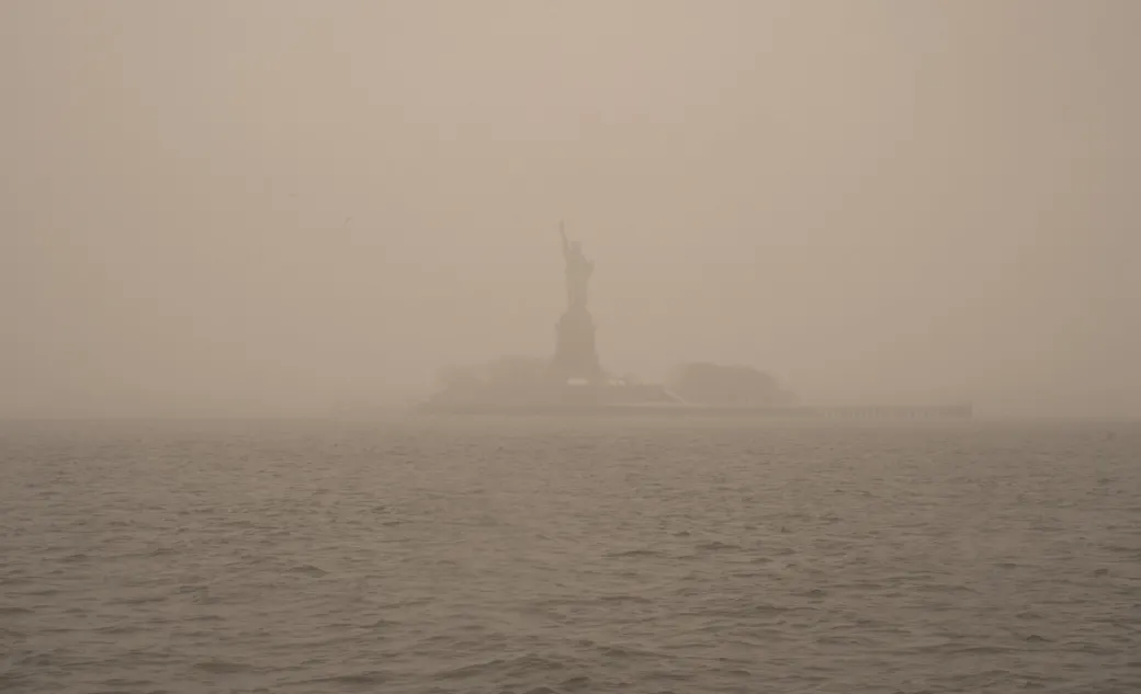 Statue of Liberty through smog