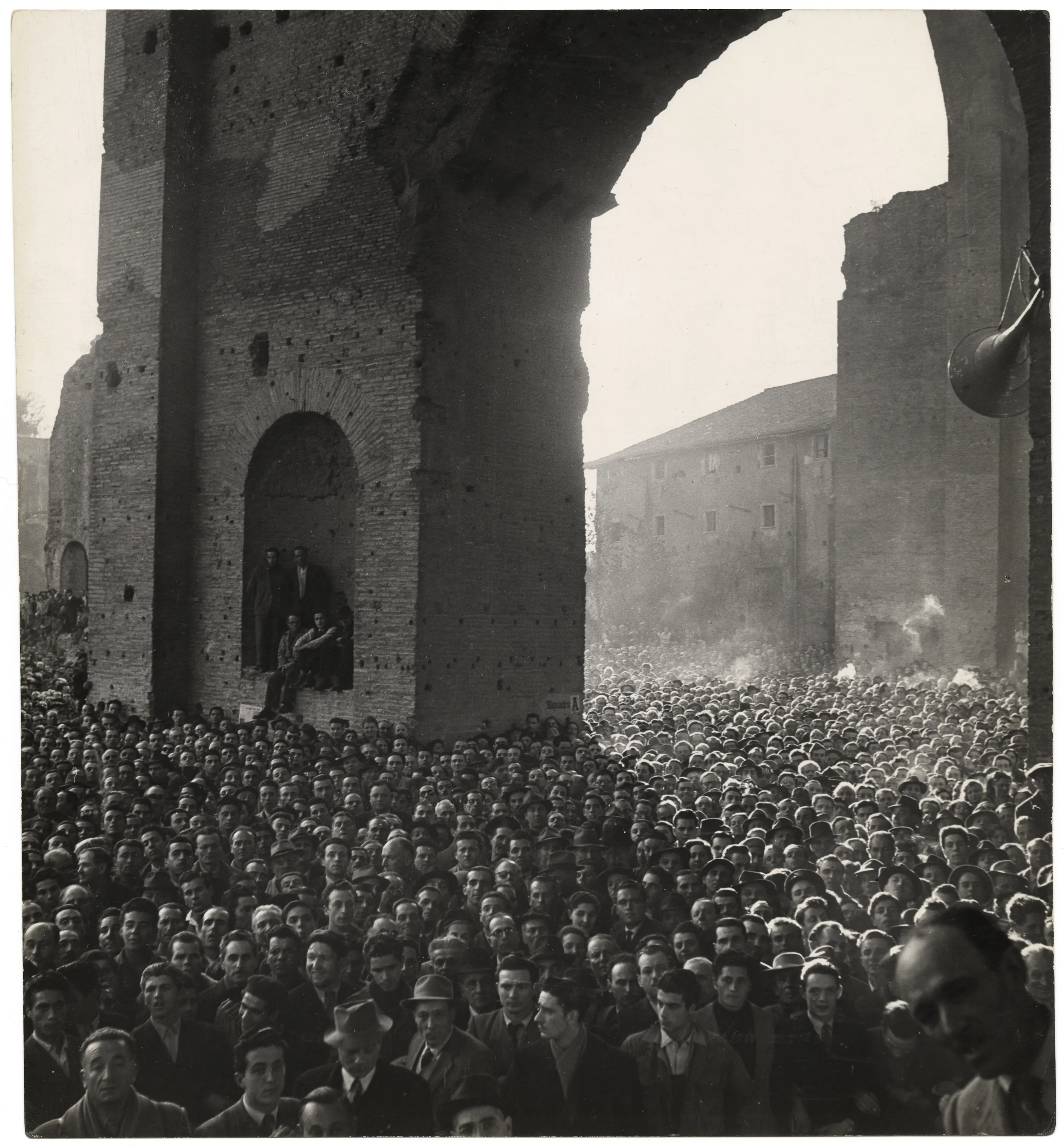 A large group of people outside.