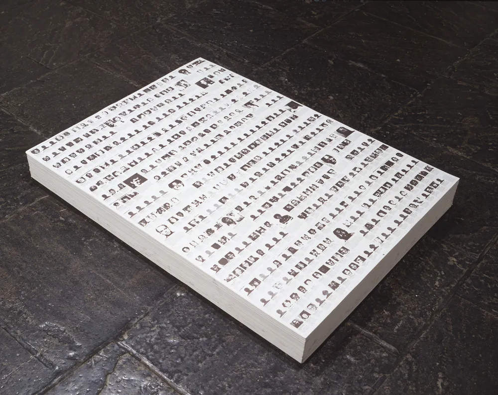 A picture with unique symbols on a slab.