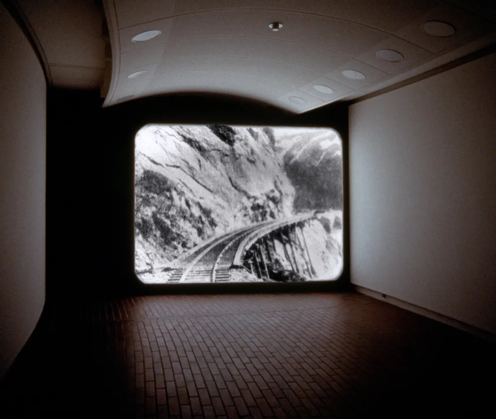 A picture of a movie playing.