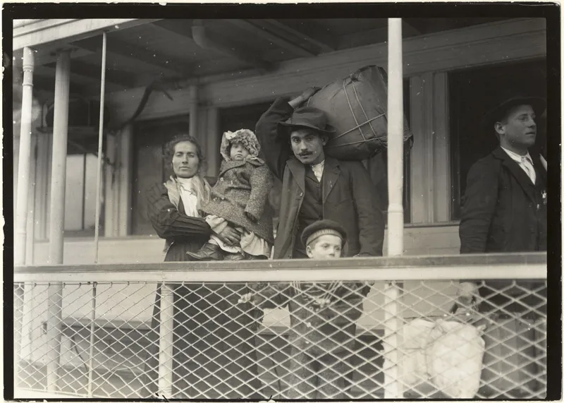 Italian family on a ferry boat to NYC. 