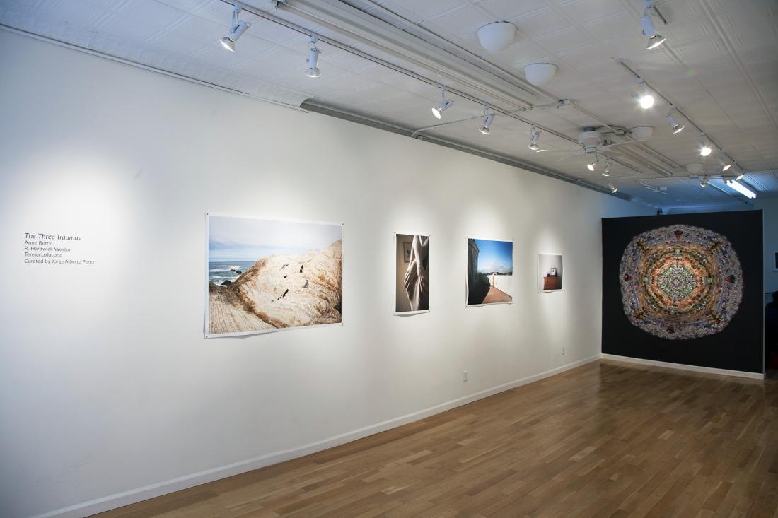 Installation view of "The Three Traumas" 2015 exhibition at the Camera Club of NY/Baxter St, curated by Jorge Alberto Perez.