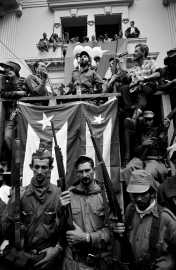 Fidel Castro giving a speech to the soldiers.