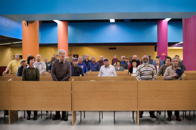 A group of people standing.