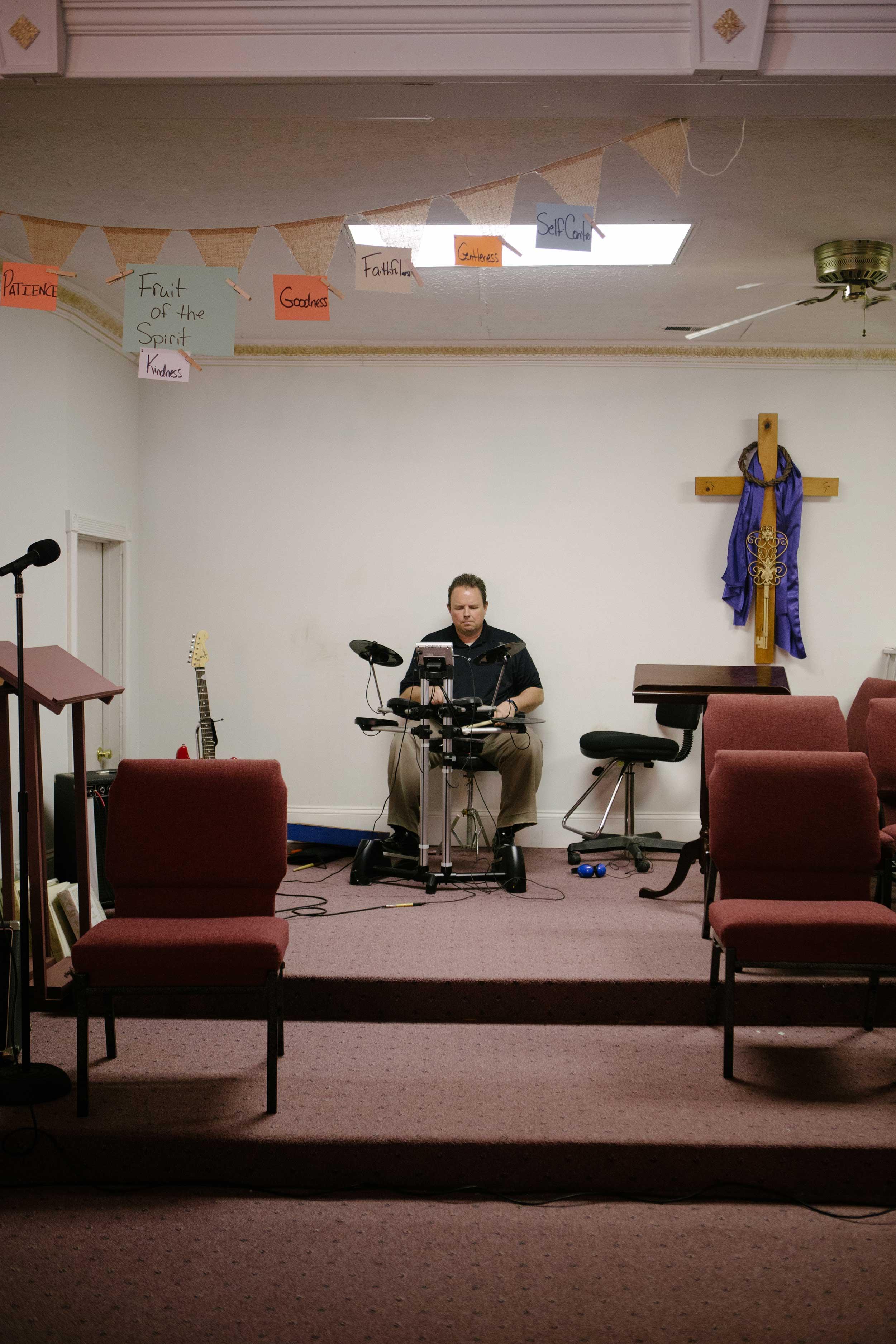 A man sitting down.