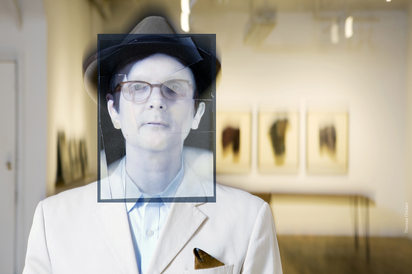 A painting of a man wearing a painting.