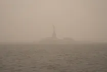 Statue of Liberty through smog