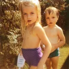 Two kids playing outside.