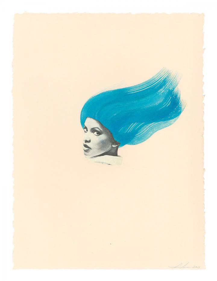 A person with blue hair.