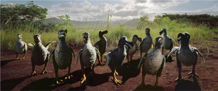 A picture of a group of dodo birds. 
