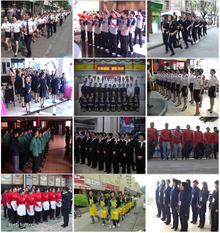 A collection of different types of uniforms in China. 