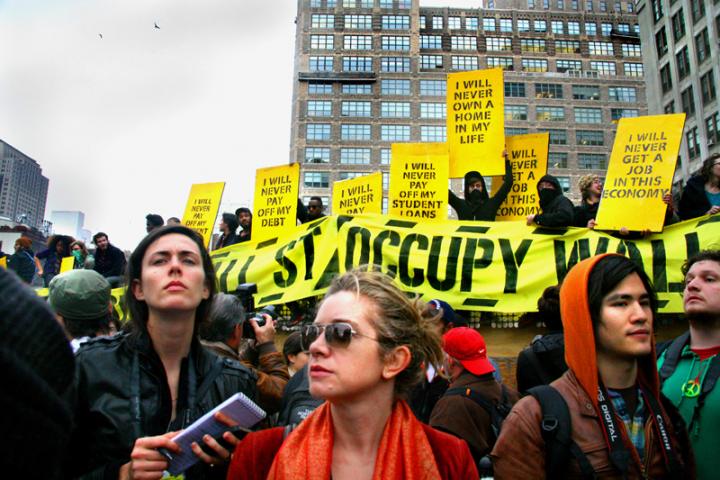 Protestors from the Occupy Wall Street protests.