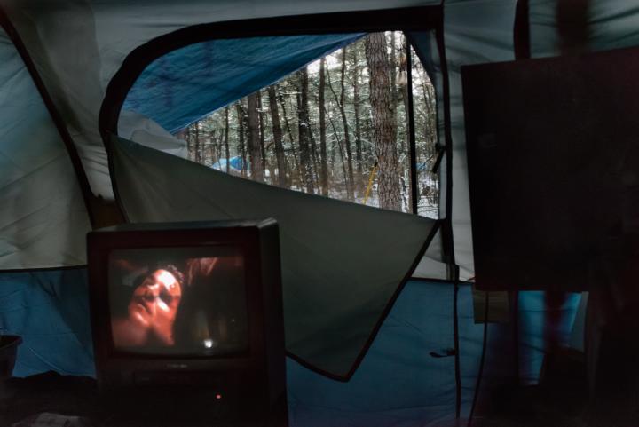 Image of a tent opening up