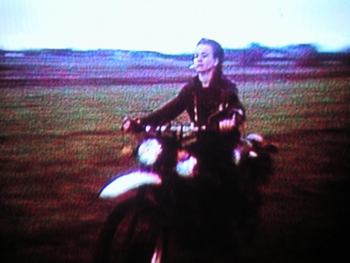 Lady riding a motorcycle