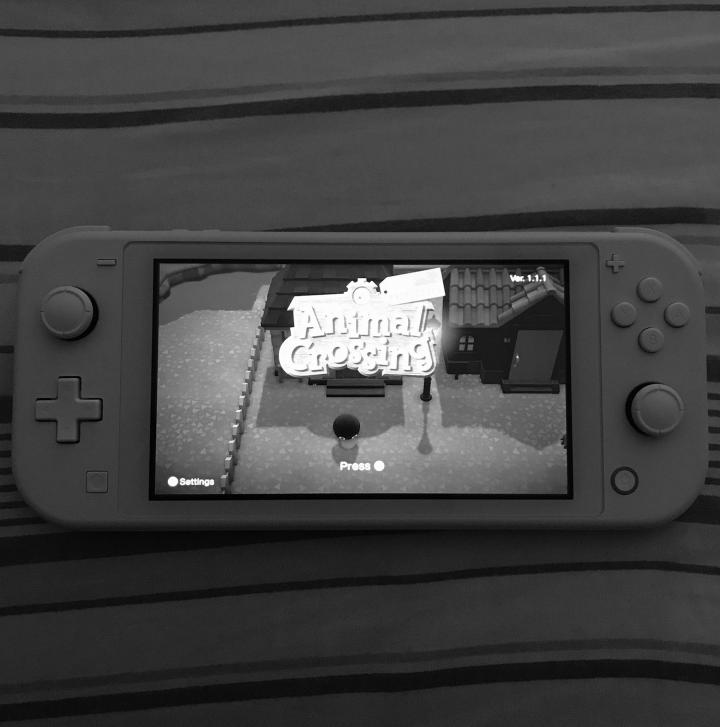 Image of a nintendo switch with animal crossing game
