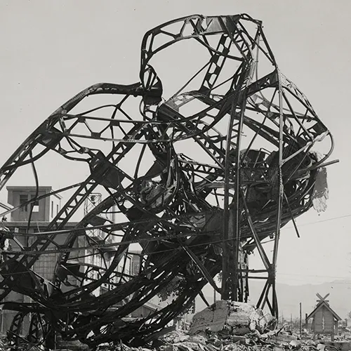A metal frame falling.