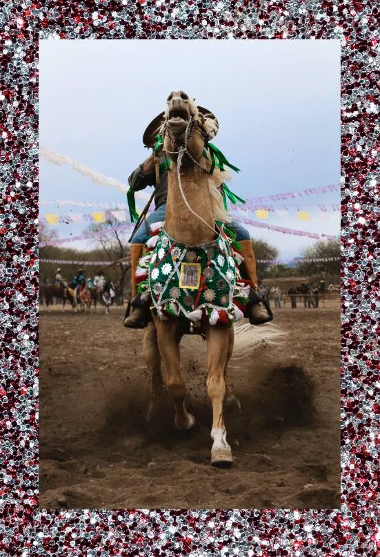A person riding a horse.