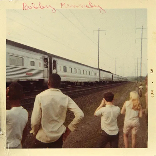 A antique image of a train.