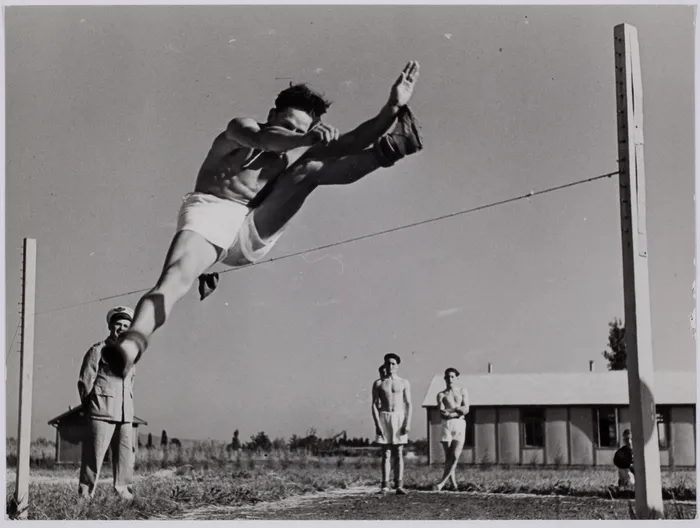 Robert Capa, [French air school, students exercising, vaulting over the high jump, Istres, France], 1939  The Robert Capa and Cornell Capa Archive, Gift of Cornell and Edith Capa, 2010
