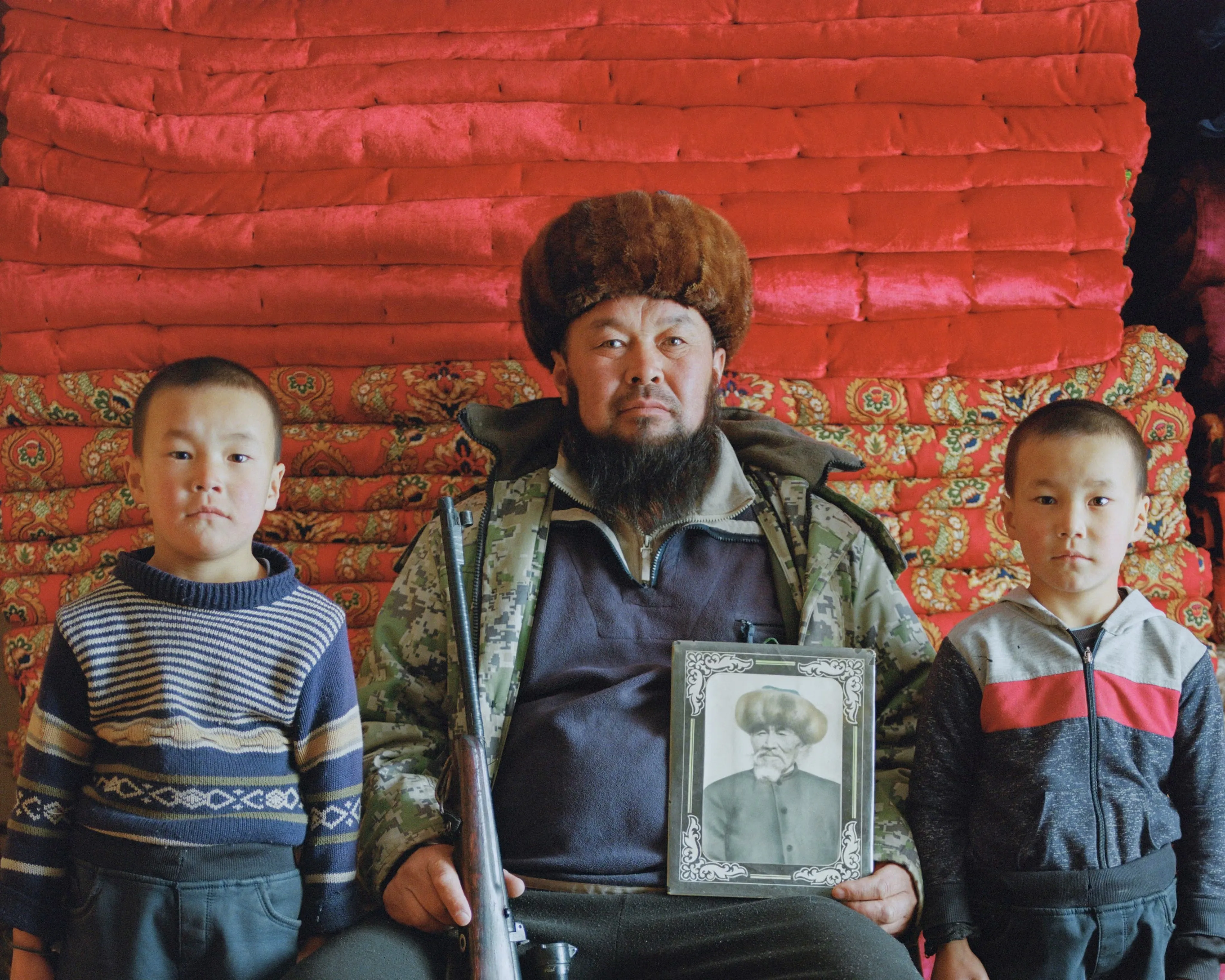 ‘Life is precarious’ … Nadir and his two sons Amir and Emir, Ottuk, 2021. Image credit: Luke Oppenheimer