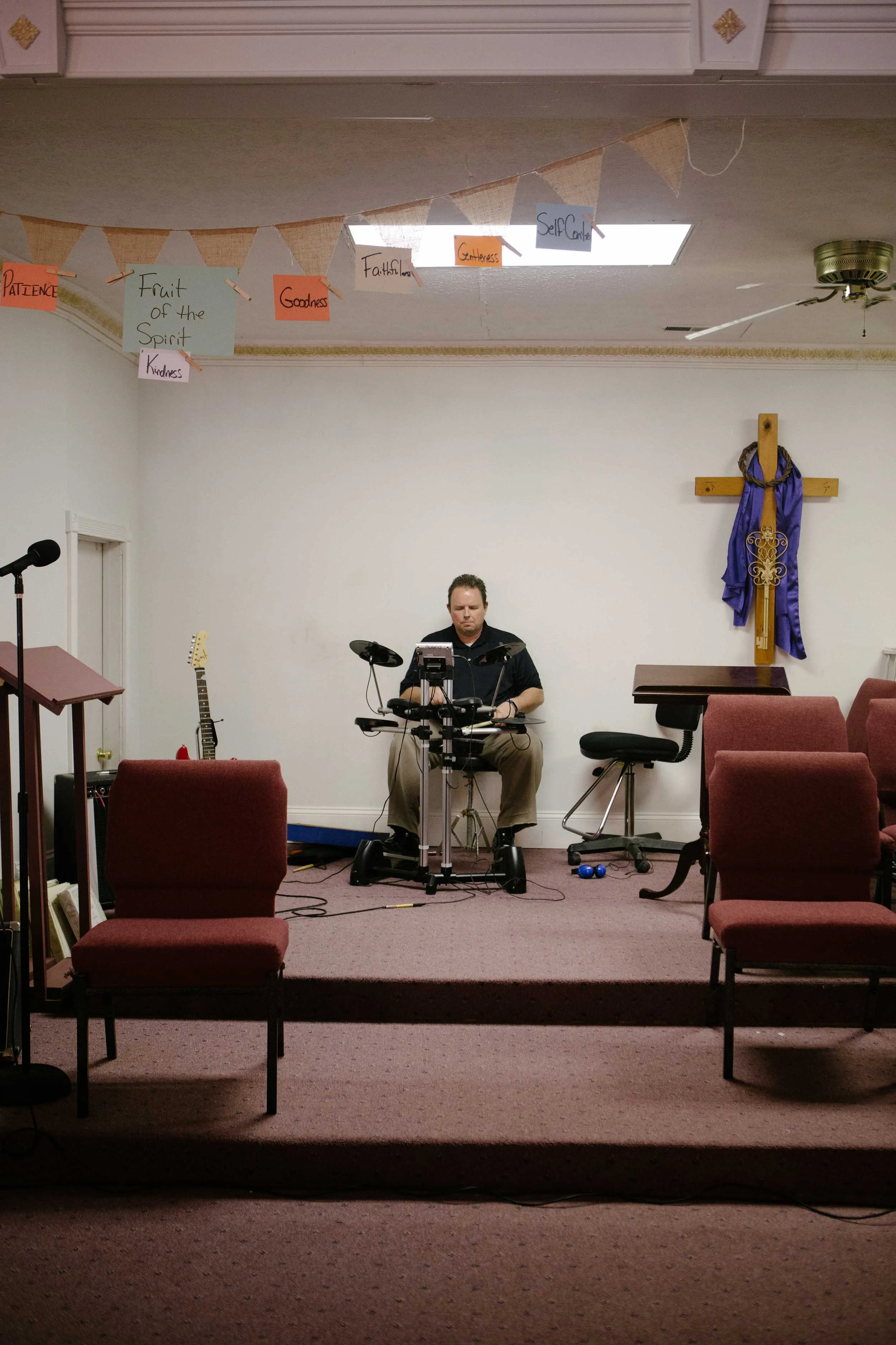 A man sitting down.