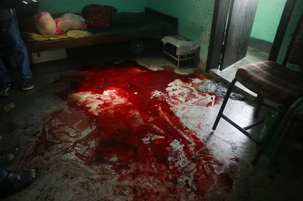 Blood on the floor.