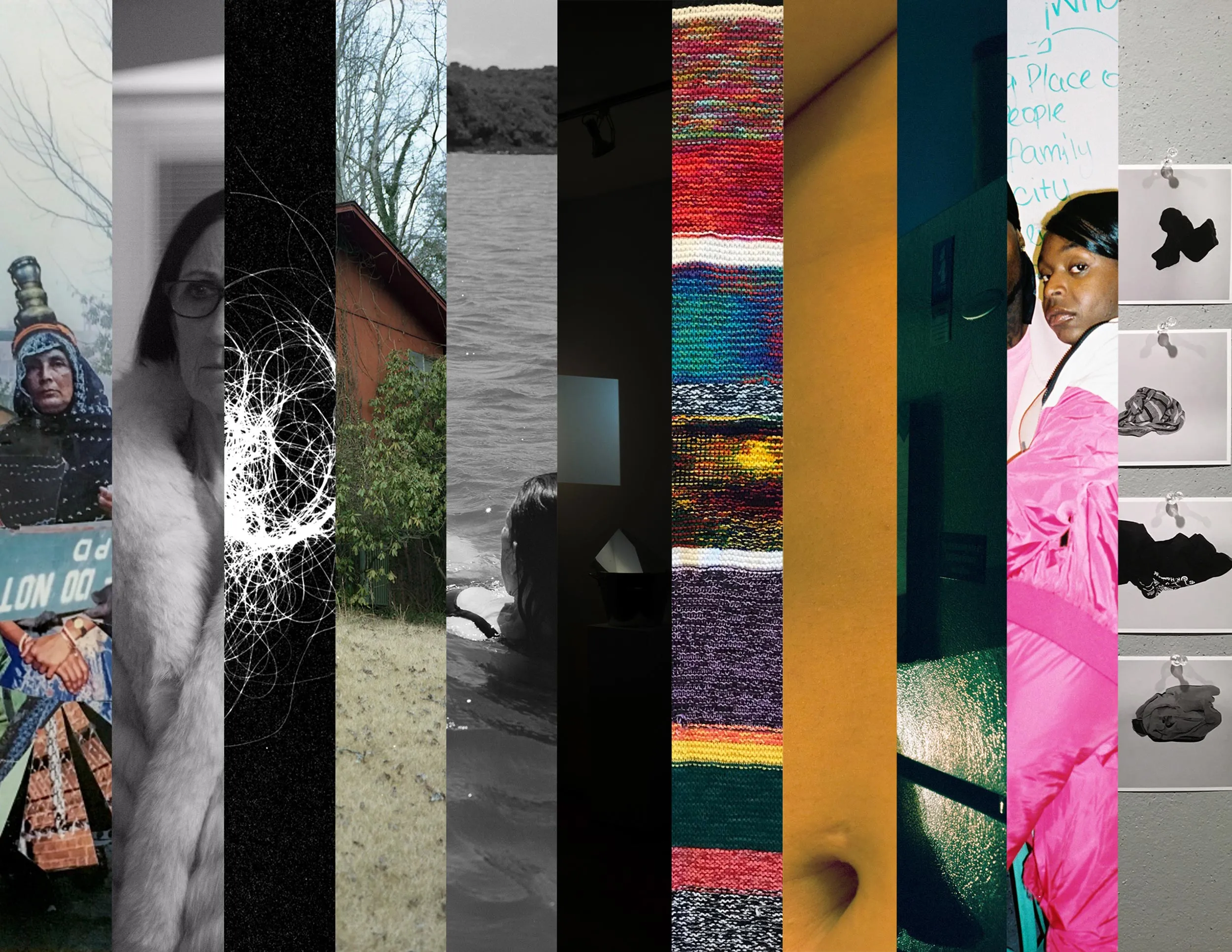 Vertical strips of photographs.