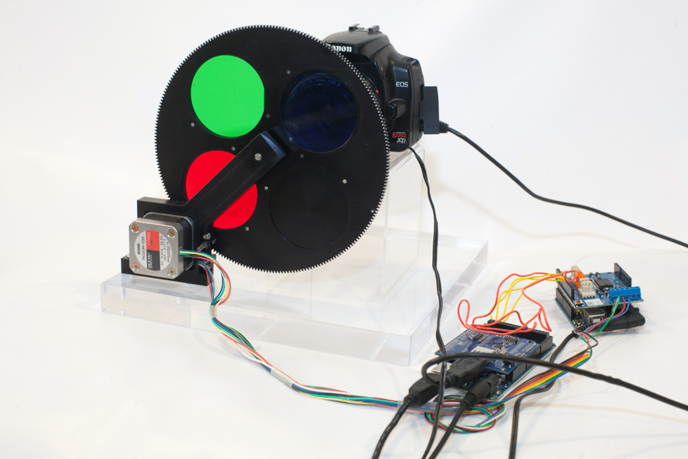 The updated version of the Light Pattern machine, using a filter wheel designed for a laser system.
