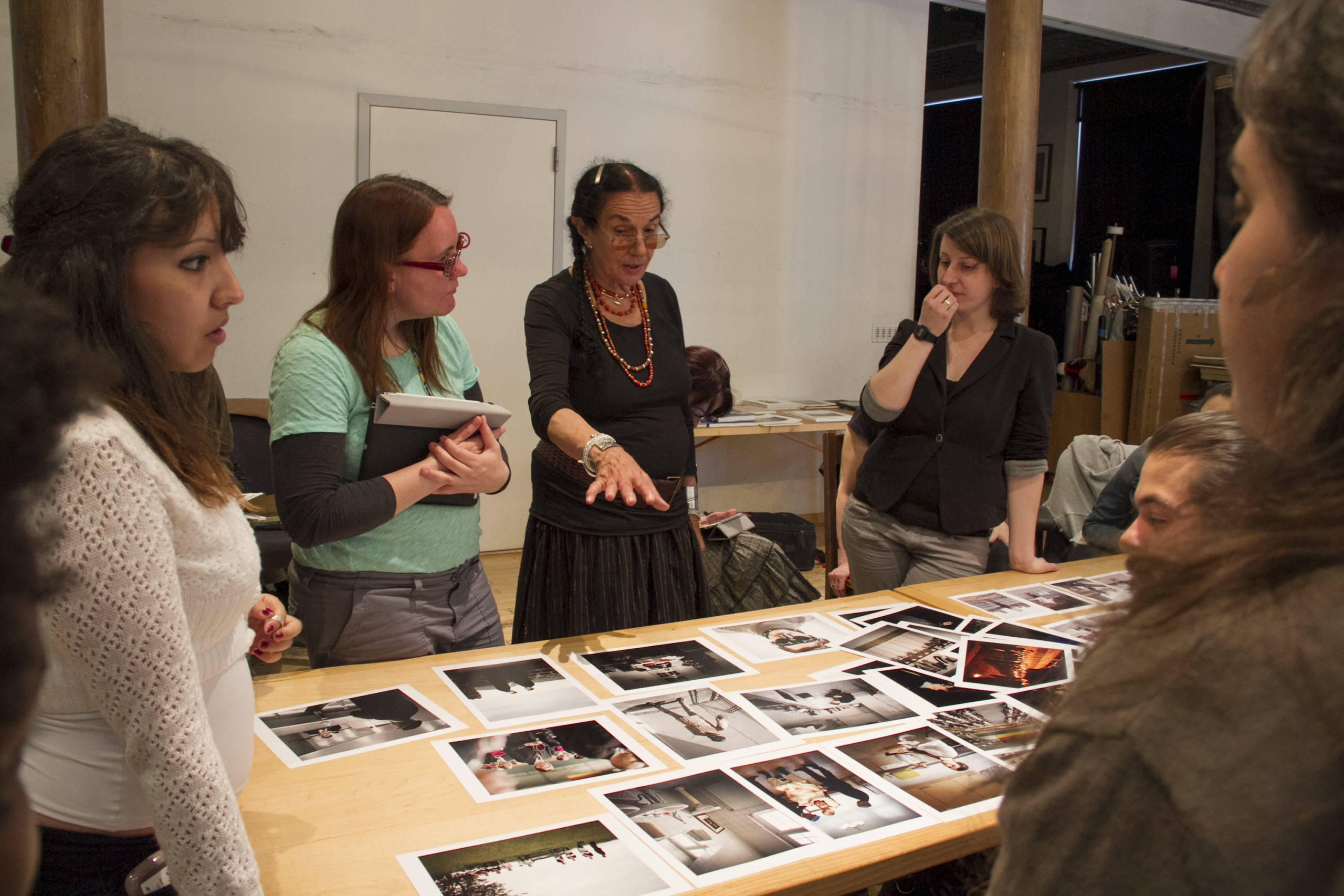 Photographer Mary Ellen Mark teaches a master class with ICP students at her NYC studio in 2012.